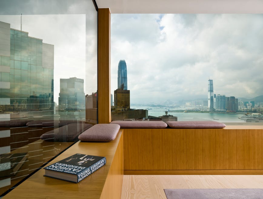 hong kong upper house hotels swire gray cafe pacific place furniture wood interior design indoors flooring hardwood table room couch living room