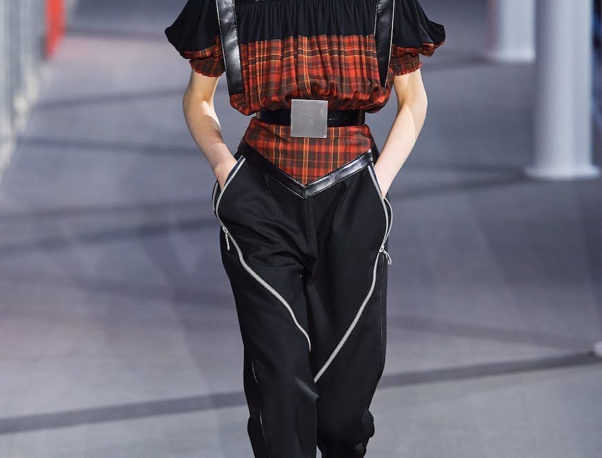 runway person human clothing apparel fashion female