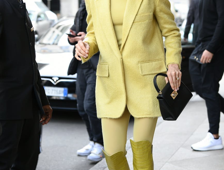 shoe clothing footwear apparel coat person suit overcoat sunglasses accessories