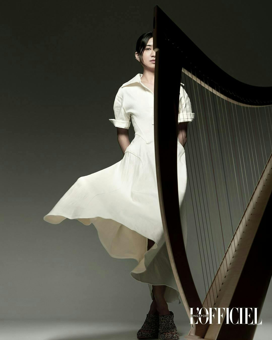 harp musical instrument person human