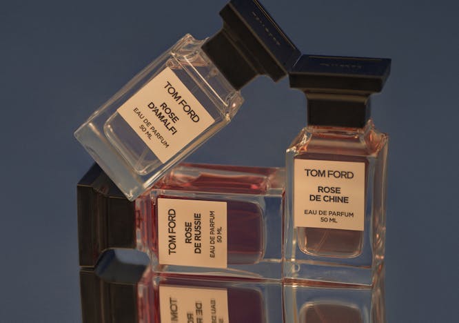 TOM FORD ROSE D’AMALFI EAU DE PARFUM 50ML, ROSE DE RUSSIE EAU DE PARFUM 50ML, AND ROSE DE CHINE EAU DE PARFUM 50ML, $375 EACH. For the demure, embrace the captivating and complementary aroma of Tom Ford’s holy trinity of light rose fragrances.
