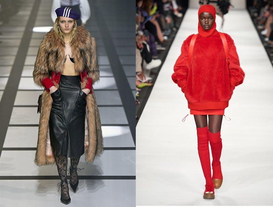 clothing apparel coat person human runway female